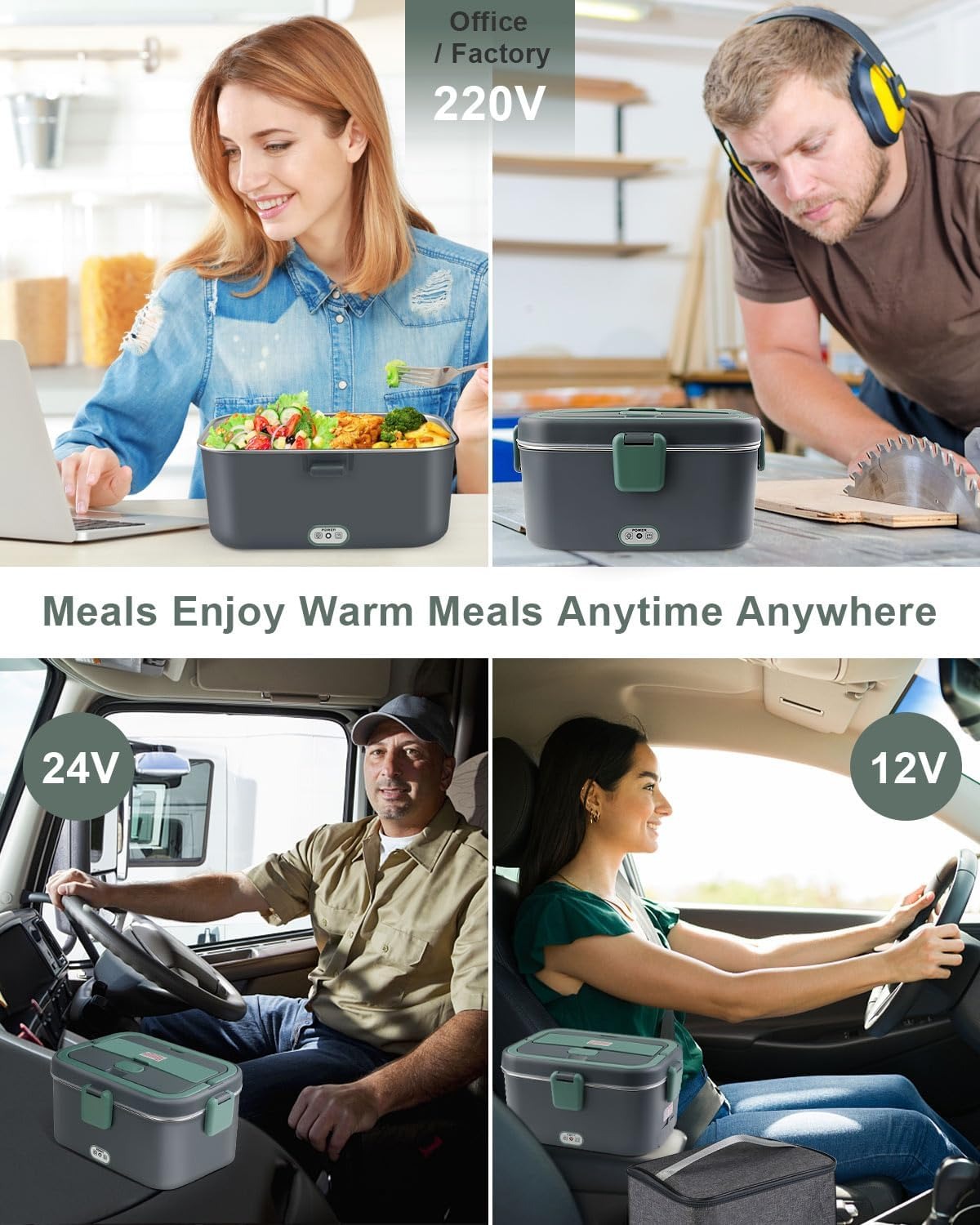 🌡️ Marmita Elétrica 3 em 1 – Carro, Camião & Escritório | 1,8L 80W | Perfeita para Trabalho & Ginásio 💪