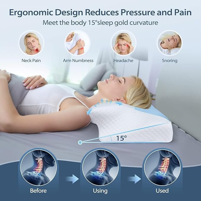 Almofada Cervical Ergonómica em Memory Foam – Suporte para Dormir